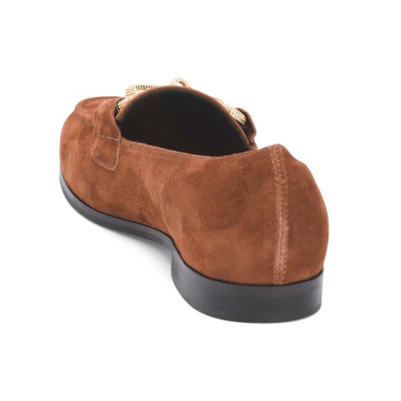 ANTICA CUOIERIA Cognac Made In Italy Suede Loafers With Horsebit Detail - Picture 2 of 2